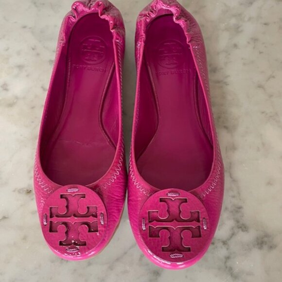 TORY BURCH Reva Ballet Elastic Back Ballet Flats Hot Pink Magenta 6 - Picture 5 of 16